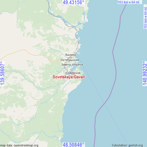 Sovetskaya Gavan’ on map