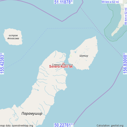 Severo-Kuril’sk on map