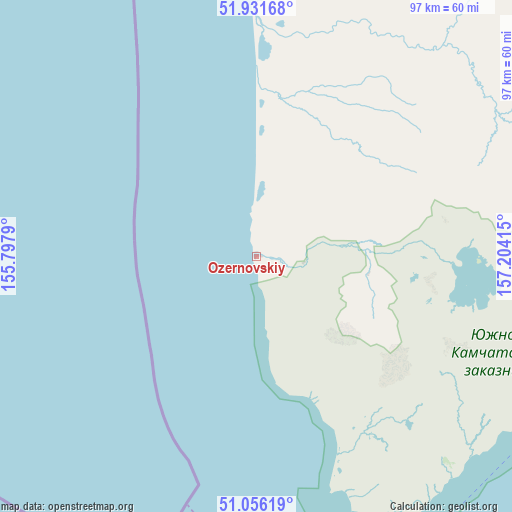 Ozernovskiy on map