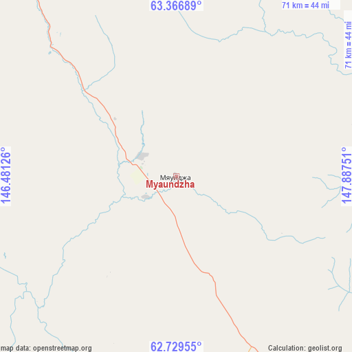 Myaundzha on map