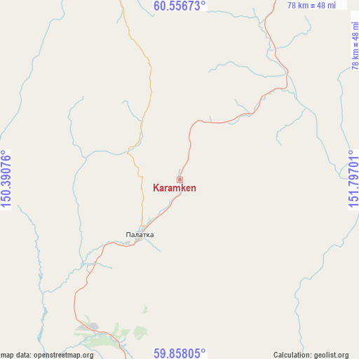 Karamken on map
