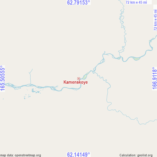 Kamenskoye on map