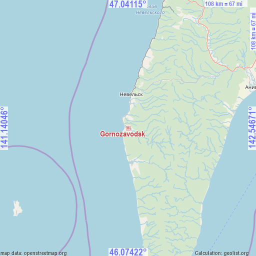 Gornozavodsk on map