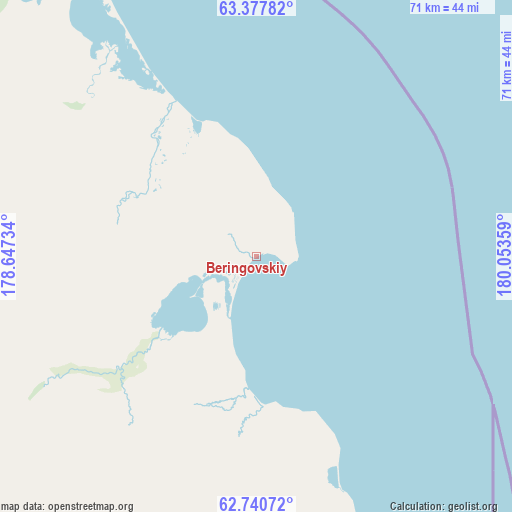 Beringovskiy on map