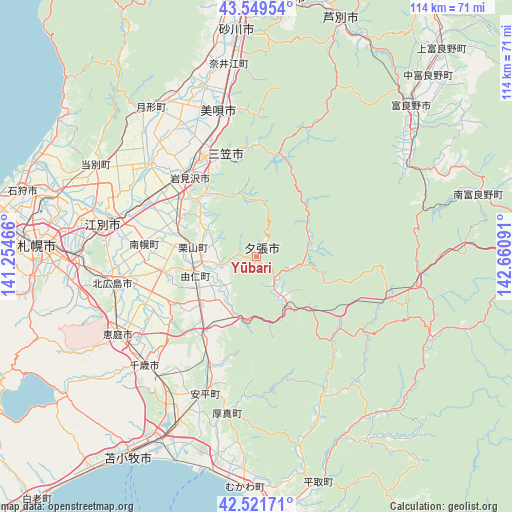 Yūbari on map