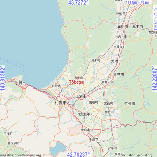 Tōbetsu on map