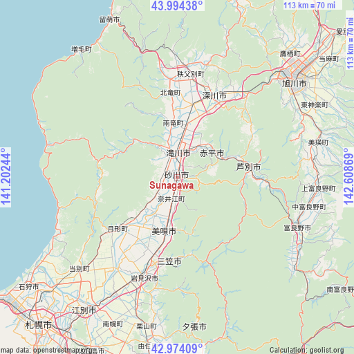 Sunagawa on map