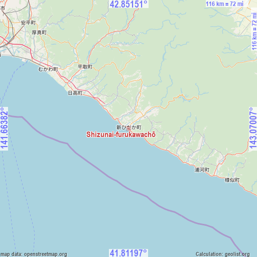 Shizunai-furukawachō on map