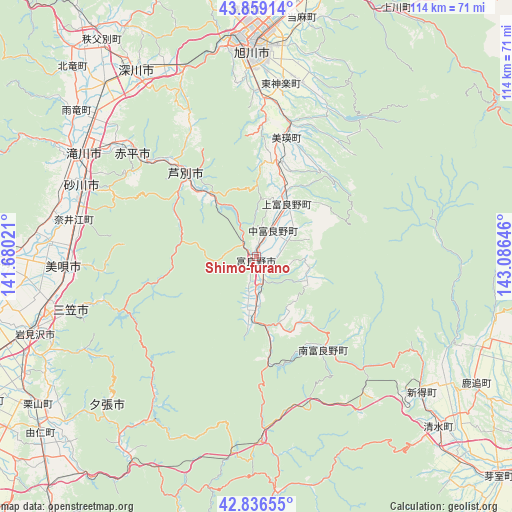 Shimo-furano on map