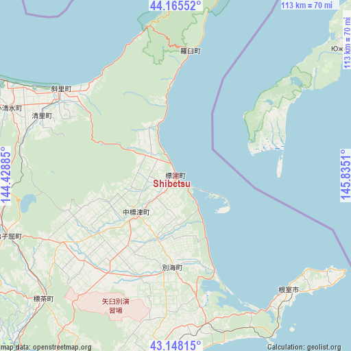 Shibetsu on map