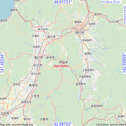 Ashibetsu on map
