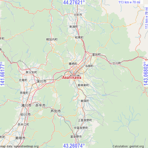 Asahikawa on map