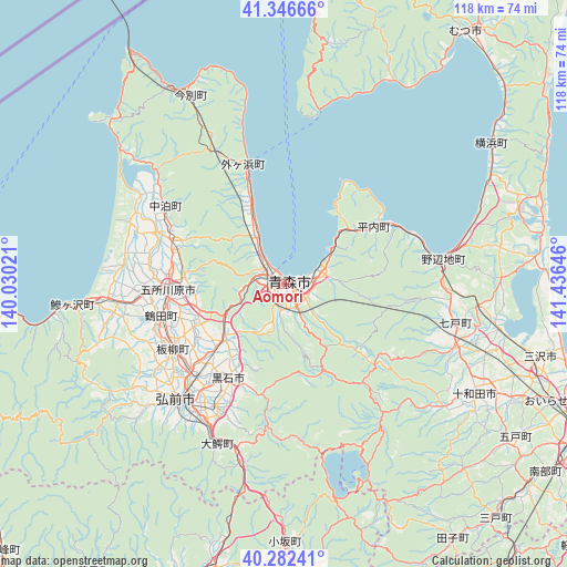 Aomori on map