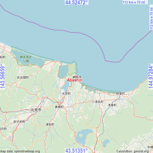 Abashiri on map