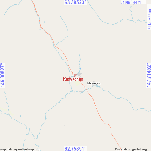 Kadykchan on map