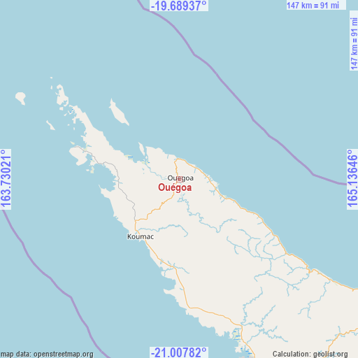 Ouégoa on map