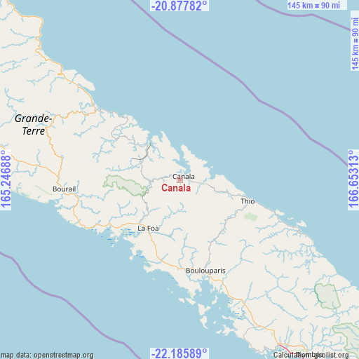 Canala on map