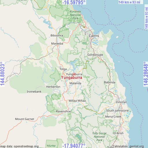 Yungaburra on map