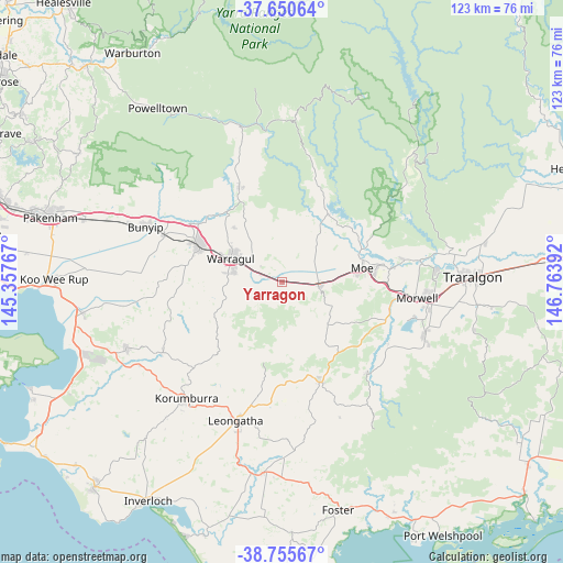 Yarragon on map