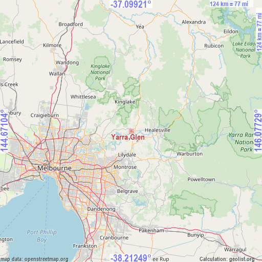 Yarra Glen on map