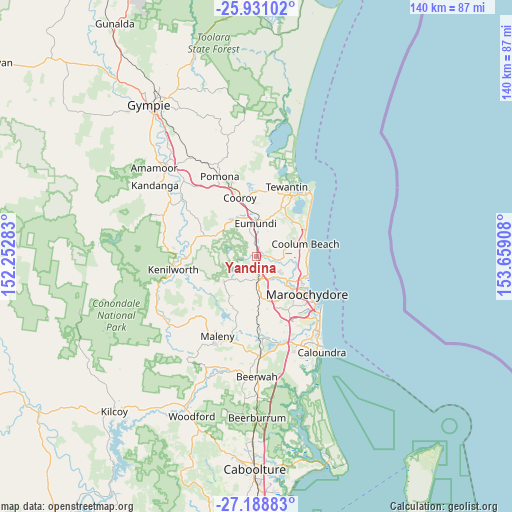 Yandina on map