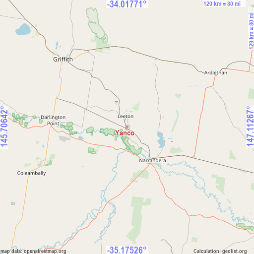 Yanco on map