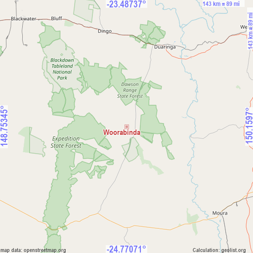 Woorabinda on map