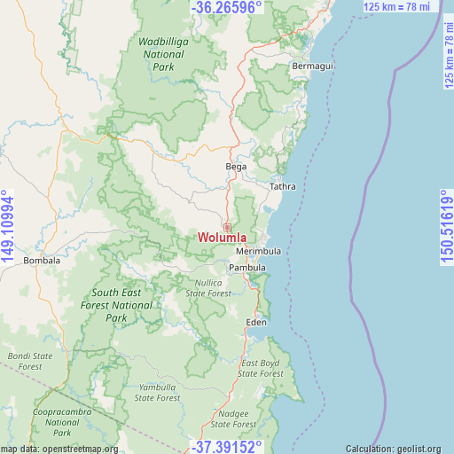 Wolumla on map