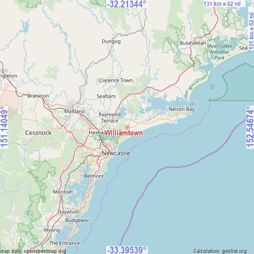 Williamtown on map