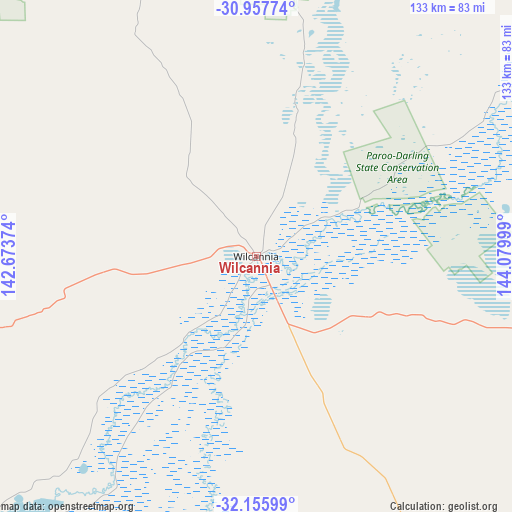 Wilcannia on map