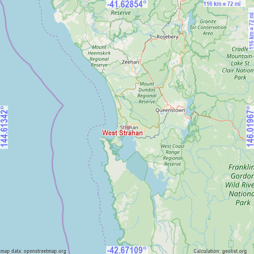 West Strahan on map