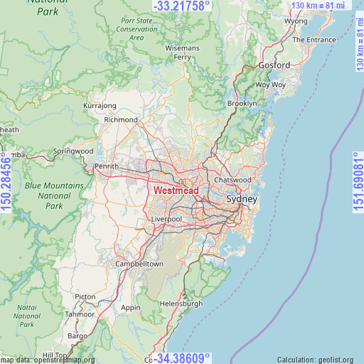 Westmead on map
