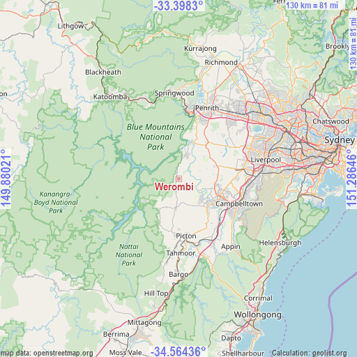 Werombi on map