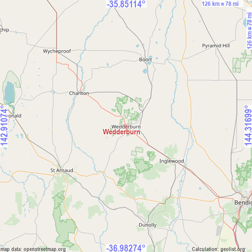 Wedderburn on map