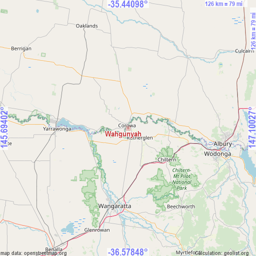 Wahgunyah on map