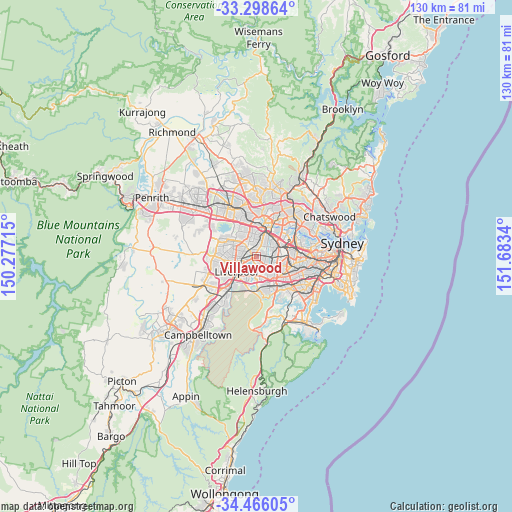 Villawood on map