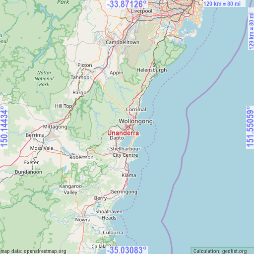 Unanderra on map