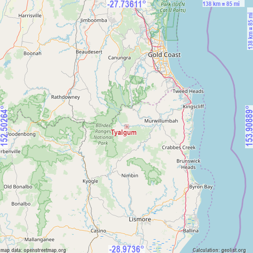 Tyalgum on map