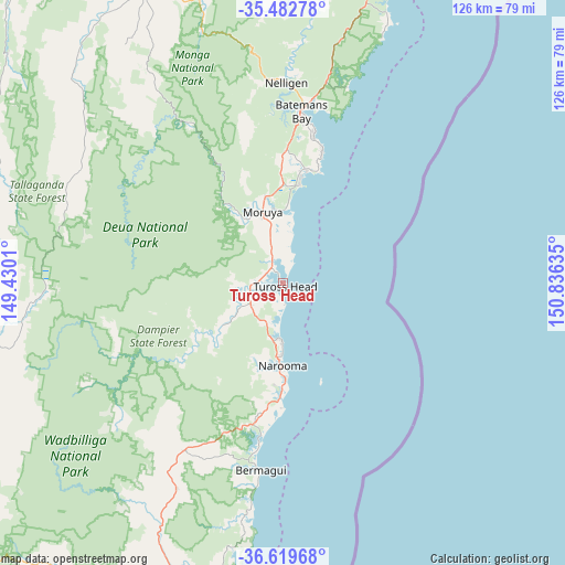 Tuross Head on map
