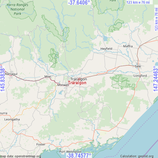 Traralgon on map