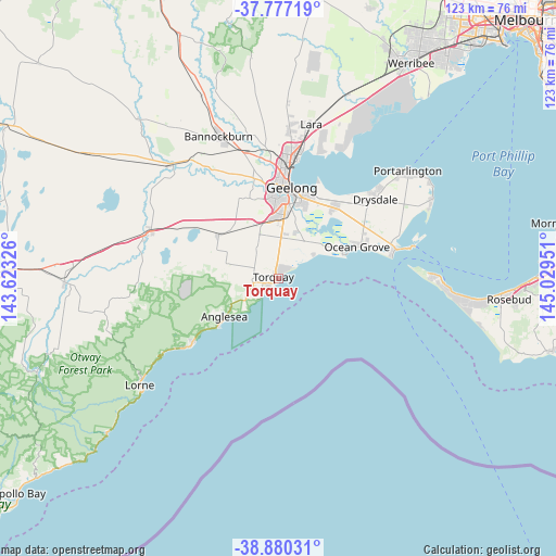 Torquay on map