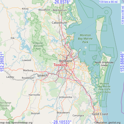 Toowong on map