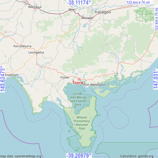 Toora on map