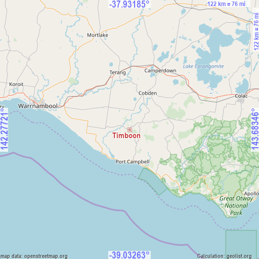 Timboon on map