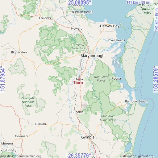 Tiaro on map