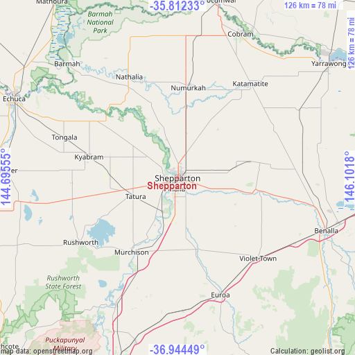Shepparton on map