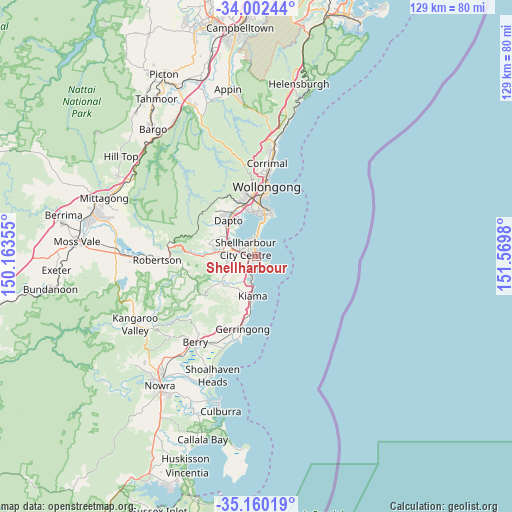 Shellharbour on map