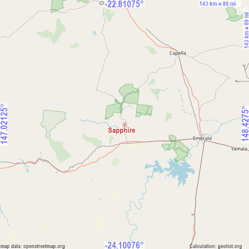 Sapphire on map