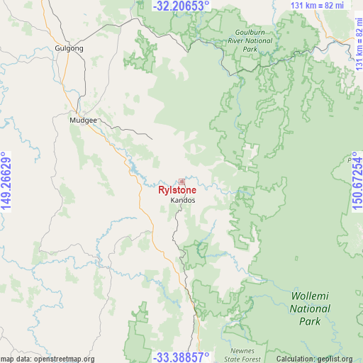 Rylstone on map