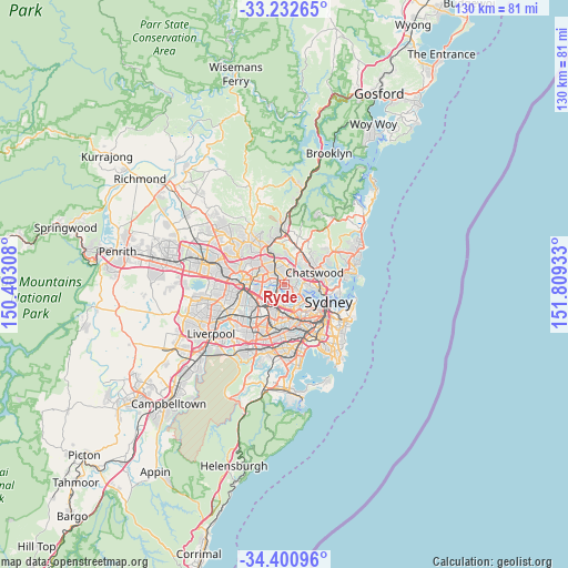Ryde on map